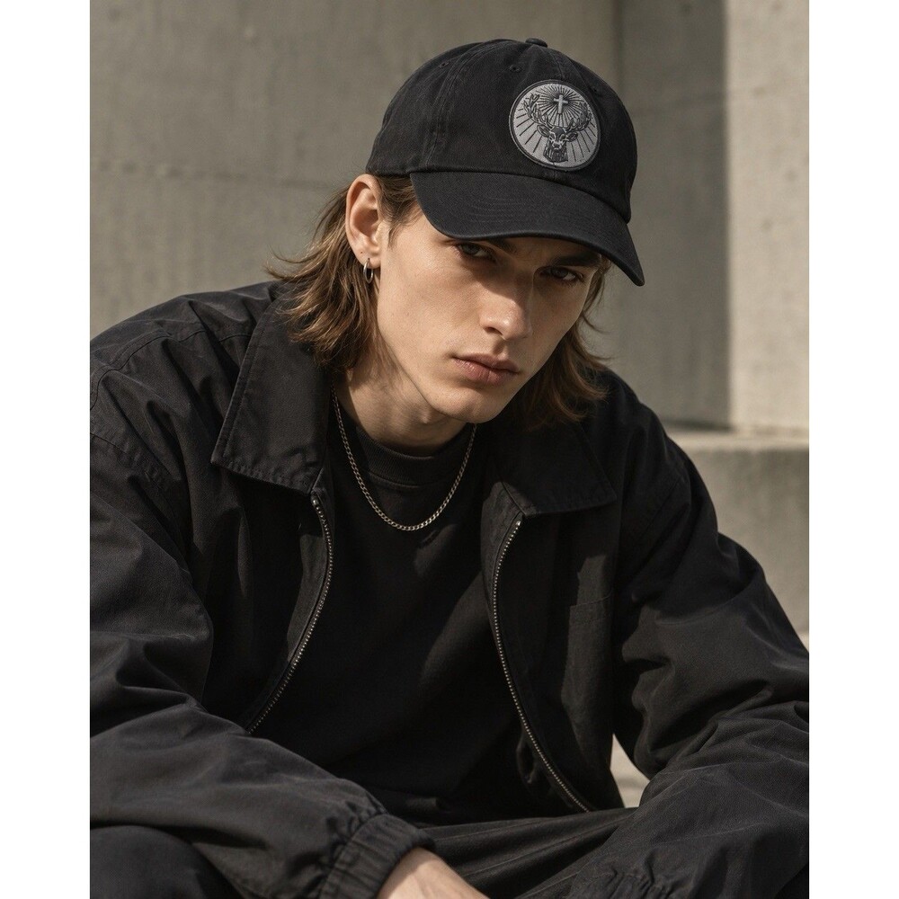 Jagermeister Hat Black Stag Deer Logo Patch Cotton Strapback Baseball Cap